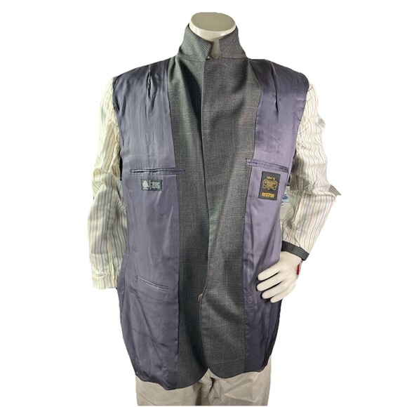 H. Freeman & Son Glen Plaid Black Gray Blazer Jacket Men 40R Wool Sport Coat - Picture 7 of 12